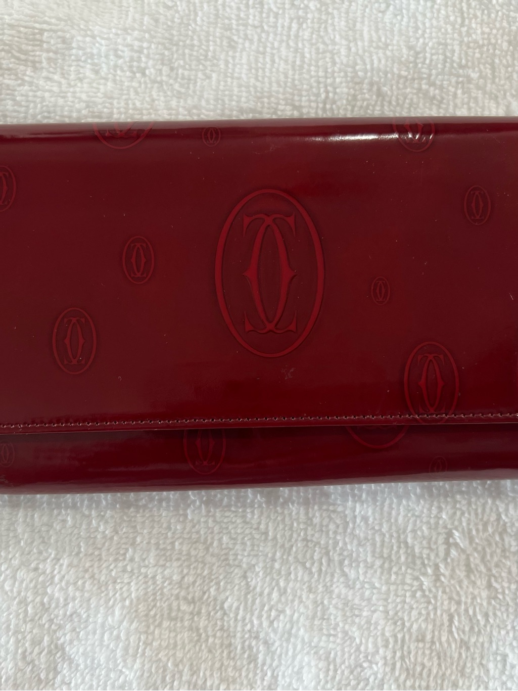 Vintage Cartier BurgundyBordeaux Patent Leather Continental Clutch Authentic